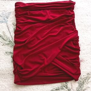Red ruched bodycon skirt tulip style size small